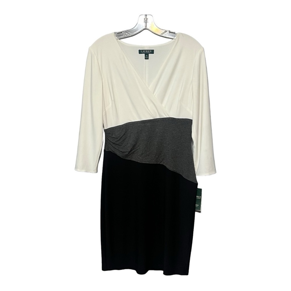 Lauren Ralph Lauren Noelle Dress White Black Heather Grey Women’s 10P